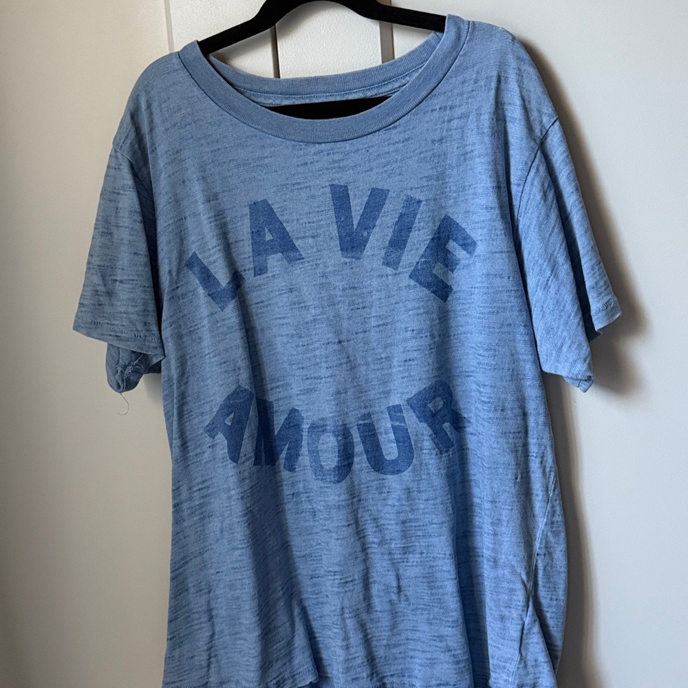 J. Crew Light Blue La Via Amour Super Soft Graphic Tee